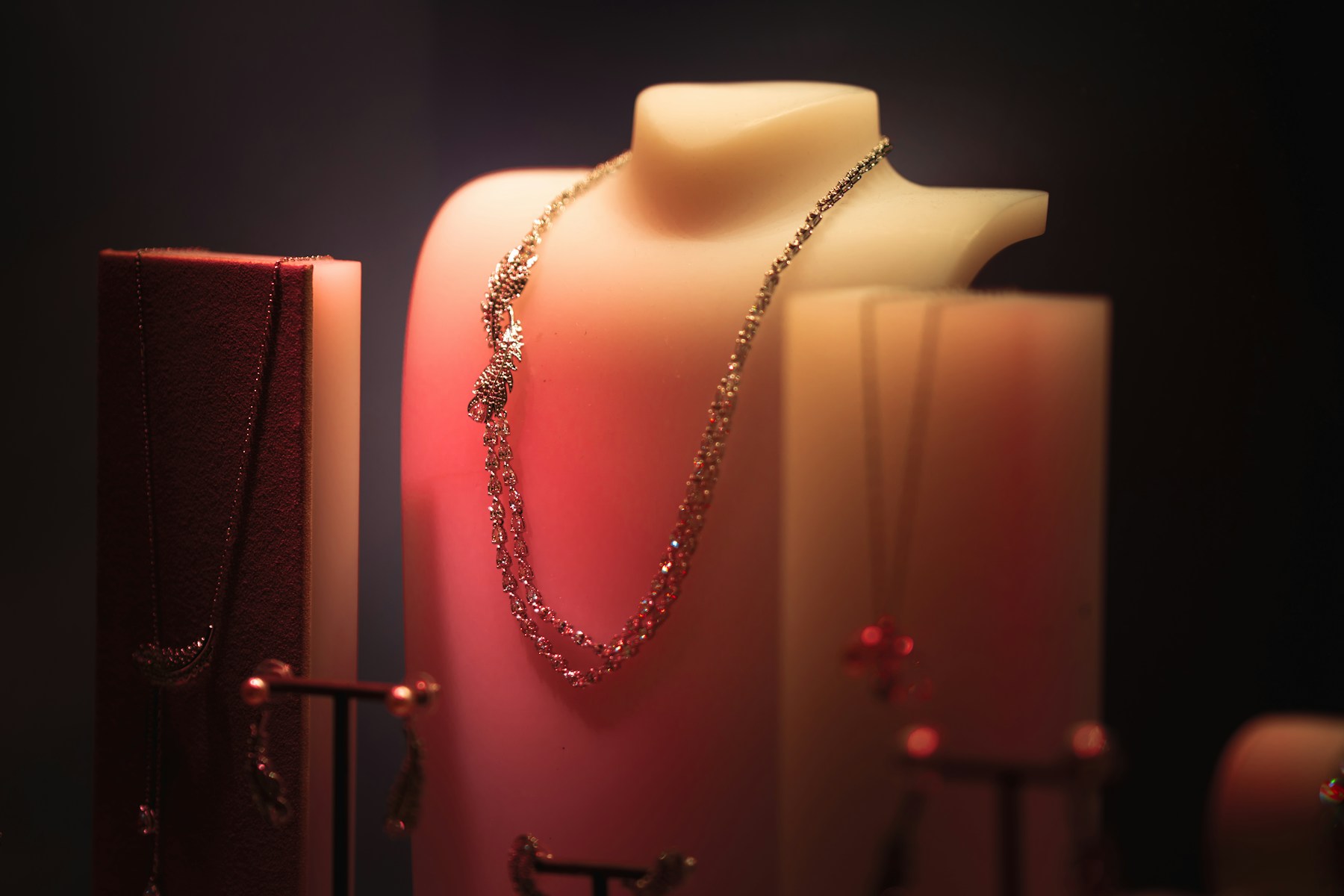 Jewelry collection displayed on mannequins